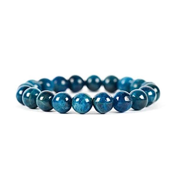 Divinity Crystals Blue Apatite Gemstone Bracelet for Reiki Healing and Chakra Balance - 8mm Round Beads Default Title